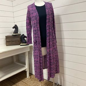 Purple Cardigan Duster Long Length Open Front Grey and Purple LuLaRoe Sarah